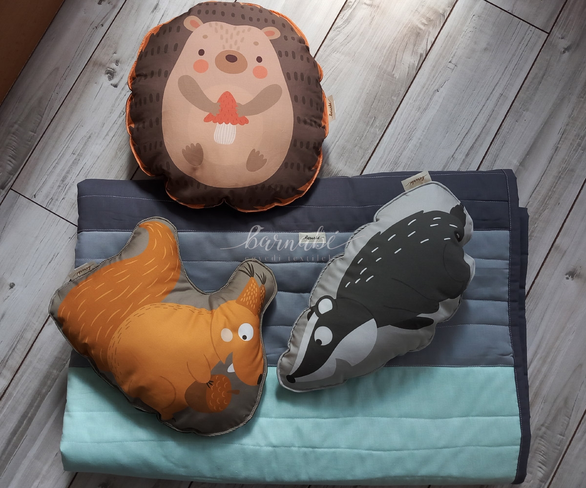 Szürke menta patchwork ágytakaró gyerekágyra